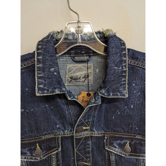 Gilded Age Mens Japanese Selvedge Denim Jacket Destroyed Optic Blue Size Small - Picture 2 of 12